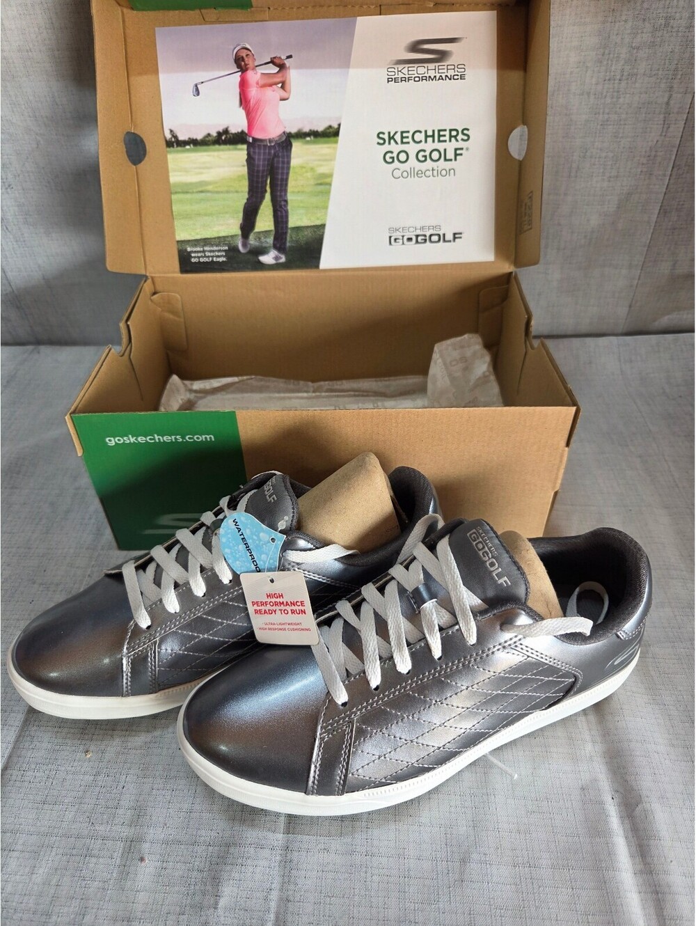 Skechers GO GOLF womans Golf Shoes Size 8.5 Pewter Leather/Synthetic Upper